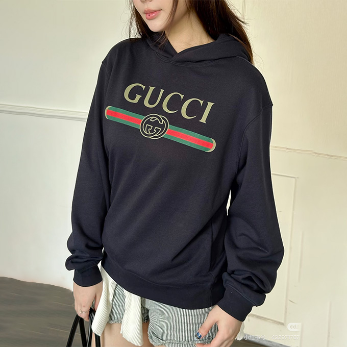 gucci classic web stripe logo hooded sweatshirt